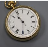 A late Victorian 18ct open face mid size pocket watch, by Russels Ltd.