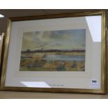 Sydney Grant Rowe (1861-1928), watercolour, estuary scene, signed, 23 x 38cm