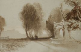 William Smith Snr (1783-1861)pencil and washAn Italian gardenLittle Gallery label verso18 x 26cm