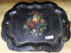 Two Victorian papier mache trays length 63cm