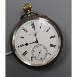 An Edwardian silver keyless lever open face pocket watch by Dent of Cockspur Street, London.