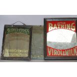 Three early advertising mirrors largest 25 x 36cm