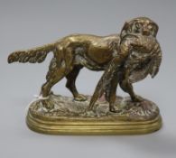 After Dubuchand. A bronze group of a dog with a pheasant height 12.5cm