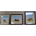 David Harbour A.E.M.A., 3 watercolours, Marine scenes, signed, largest 25 x 34cm