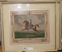 A set of four equestrian prints after R. Houston and a set of four lithographs of steeplechases