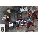 A collection of cameras and equipment