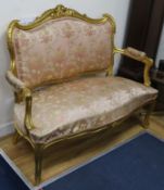 A French giltwood two seater settee W.120cm