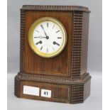 A Le Roy et Fils silk suspension rosewood and brass inlaid mantel clock height 28cm