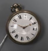 A George IV silver pair case keywind verge pocket watch by Thomas Westbrook.