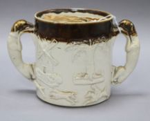 A Mortlake stoneware two handled tyg, c.1810