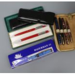 A Parker Vacumatic and other pens and cases