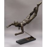 Romany Mark Bruce. A cold cast resin bronze sculpture on steel base height incl. stand 55cm