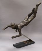 Romany Mark Bruce. A cold cast resin bronze sculpture on steel base height incl. stand 55cm