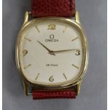 A gentleman's gold plated and steel Omega de Ville wrist watch, no winding crown.