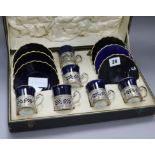 A cased Aynsley porcelain and silver mounted coffee set