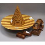 Five pieces of turned Madeira woodwork by Jugelim Rajado largest diameter 36cm