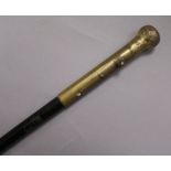 A gold plated topped sword stick, c.1900 length 102cm