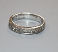 A modern Chisolm Hunter platinum and ten stone princess cut diamond half eternity ring, with box,