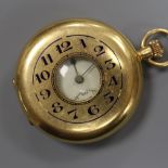 An 18ct. gold half hunter pocket watch a.f.