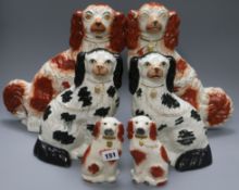 Three pairs of Staffordshire dogs tallest 31cm