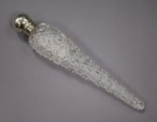 A late Victorian silver mounted teardrop shaped glass scent bottle, Sampson Mordan & Co, London,