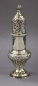 A late Victorian silver sugar caster, London, 1899, (af), 18.5in, 4.5 oz.