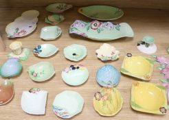 Carlton Ware flower and leaf moulded dishes, wall pockets, chambersticks etc. Some Australian