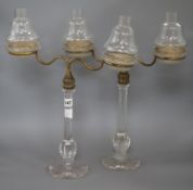 A pair of two branch "cricklite" table lights height 47cm