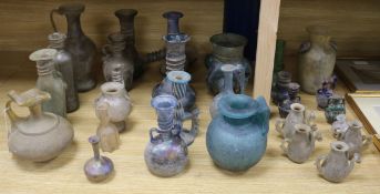 A collection of glass vessels reproduced from antiquity