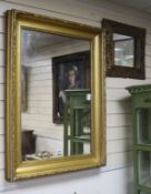 A gilt acanthus leaf carved wall mirror and a gilt 'picture' framed mirror W.75cm and W.50cm
