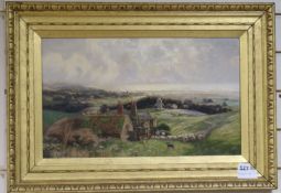 Sidney Pike, oil on canvas, Shoreham from Lancing, signed and dated 1902, 30 x 50cm