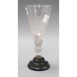 An Austrian engraved glass, with stand height 21.5cm