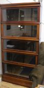 A Globe Wernicke five section mahogany bookcase (one section associated) W.87cm