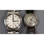 A gentleman's stainless steel Omega automatic wrist watch and an early 20th century silver wrist