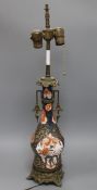 An Imari and brass lamp height 65cm