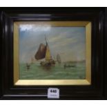 19th century English School, oil on canvas, Dutch fishing gaffs on the Scheldt, monogrammed and