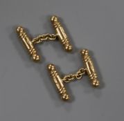 A pair of 9ct yellow gold 'baton' cufflinks, 14.9g