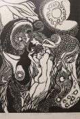 J. Kiraly, woodcut, "Lover's Dream", limited edition 8/30, signed in pencil, 33 x 24cm