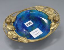 A Sevres Paul Milet period blue ground dish diameter 22.5cm