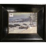 J Christovz, oil on board, winter landscape, signed, 23 x 32cm