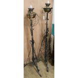 Two Victorian iron lamps