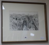 Anthony Gross, etching, 'Tobacco harvesters, Le Boulue', signed in pencil, 4/50, 25 x 39cm