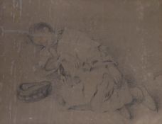 Sir David Wilkie (1785-1841), pencil drawing, study of a sleeping child, 17 x 22cm