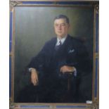 Rudolf Pintye (Hungarian b. 1902), Half-length portrait of Mr F. A. Henry seated holding a