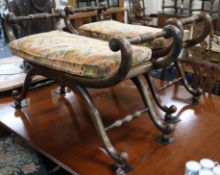 A pair of faux rosewood window seats W.100cm