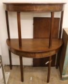 A George III mahogany 'D' end dining table, with one spare leaf W.122cm