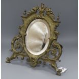 A Napoleon III brass easel mirror height 37cm