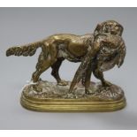 After Dubuchand. A bronze group of a dog with a pheasant height 12.5cm