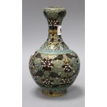 A Chinese blue, green and black cloisonne vase height 20cm