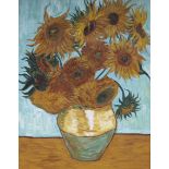 After Van Gogh, oil on canvas, Sunflowers, 90 x 69cm